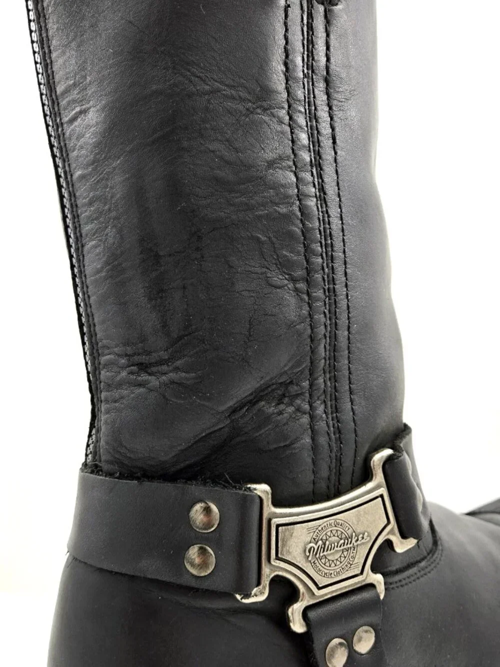 Milwaukee MB411 Mens Size 13D Black Motorcycle Drag Harness Back Zip Biker Boots